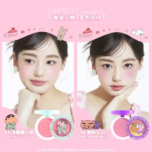 JILL LEEN蜡笔小新联名款单色柔雾腮红盘高光修容哑光提亮膨胀女