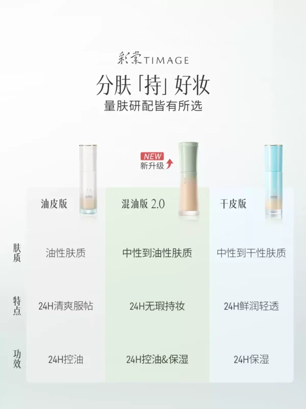 【重磅升级】彩棠TIMAGE小圆管粉底液2.0遮瑕24h持妆服帖混油皮