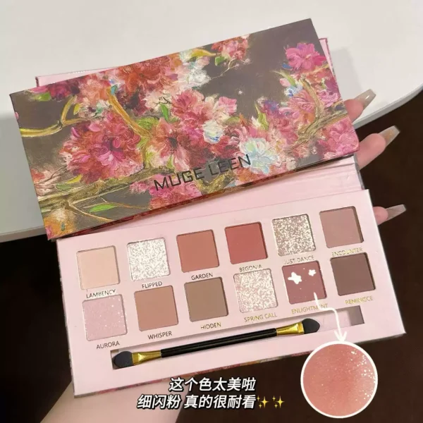 O1CN01iZRlrT26SKz2CNRFv_2220005877660.jpg_q50.jpg_.webp 新款12色海棠花油画风粉棕眼影盘哑光珠光细闪大地色低饱和眼影盘
